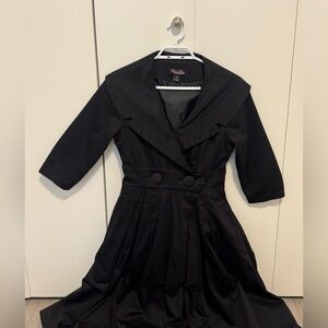 1950’s Style Coat Black Long Sleeve Dress